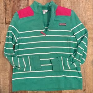 Vineyard Vines Green White Pink Striped Shep Shirt Pullover